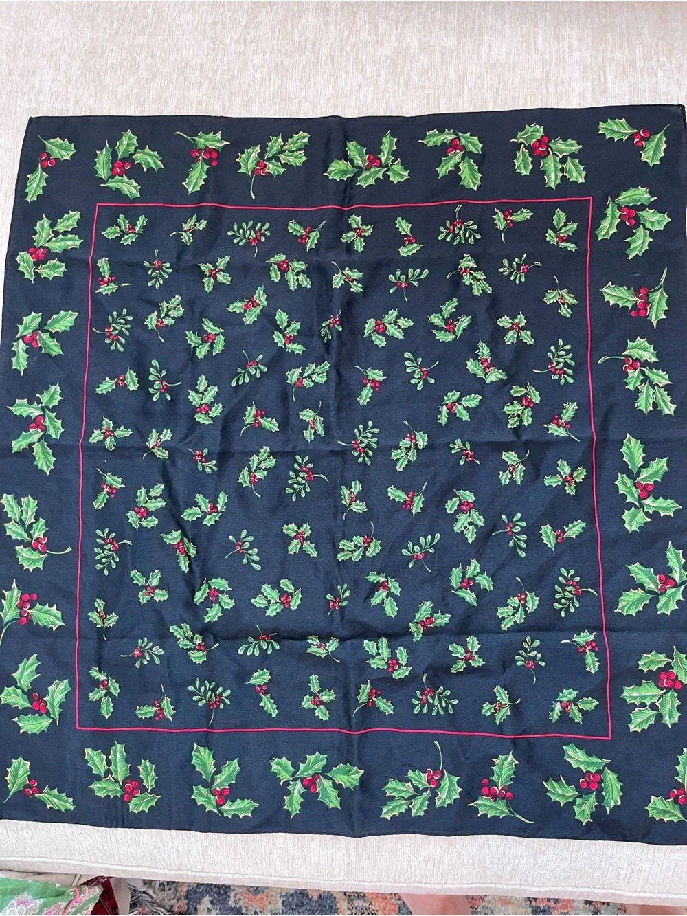 Vintage Silk Scarf Holly Berry by Echo